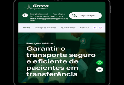 Site empresarial Green Emergencias com SEO e agendamento online