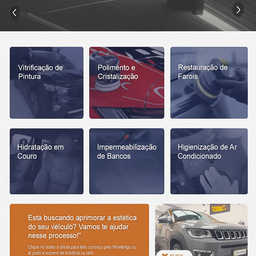 Website desenvolvido para Revivekar - estética automotiva em Mogi Guaçu